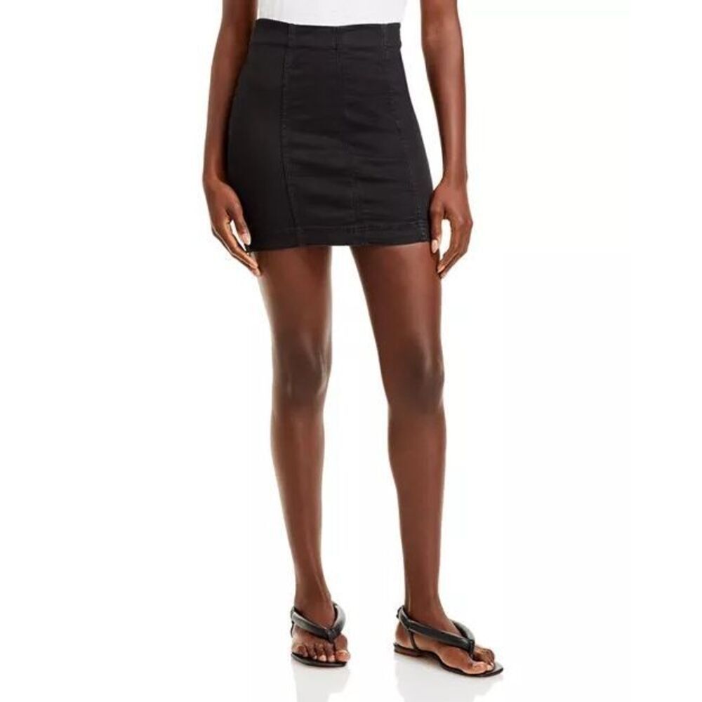 Free People Modern Femme Denim Mini Skirt in Black 0